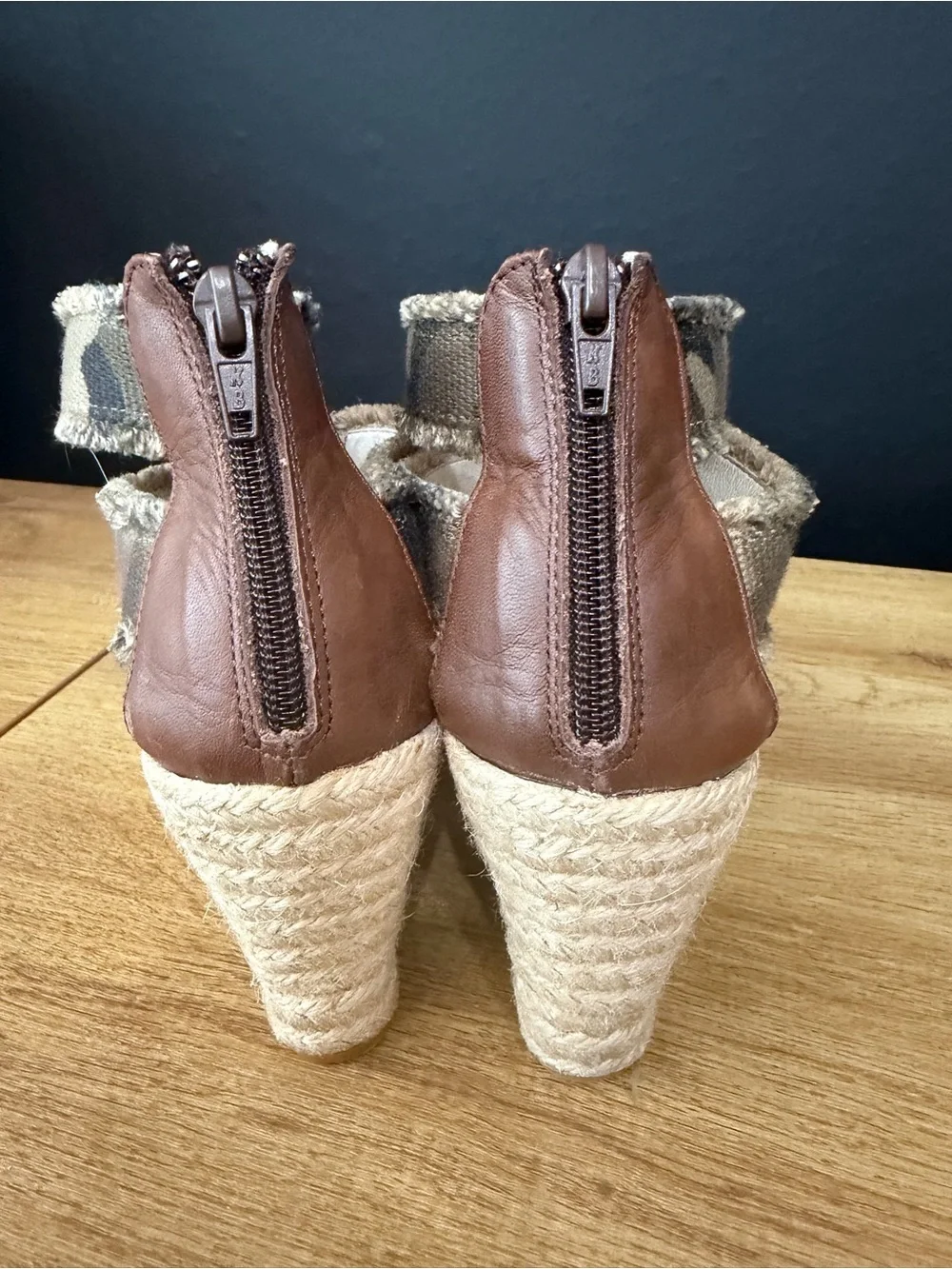 Wedge Espadrille Sandals in Camo Tan